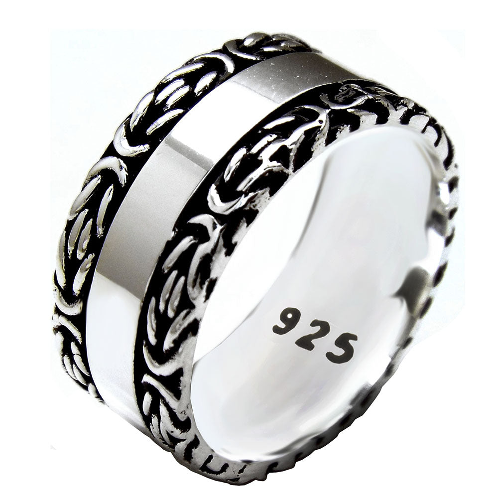 Sterling Silver Byzantine Oxidized Band Ring