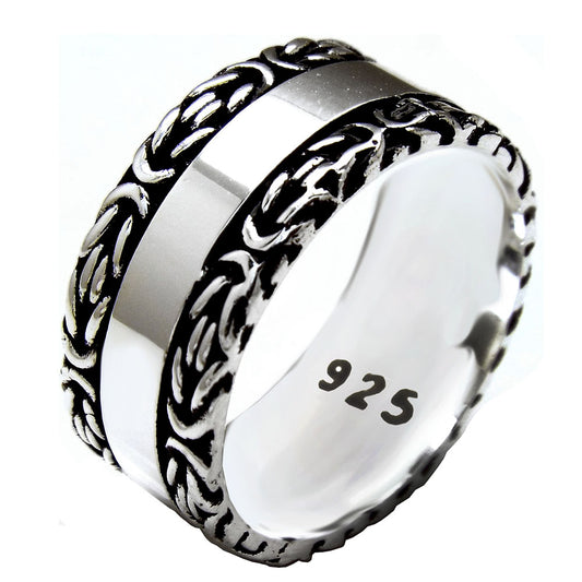 Sterling Silver Byzantine Oxidized Band Ring