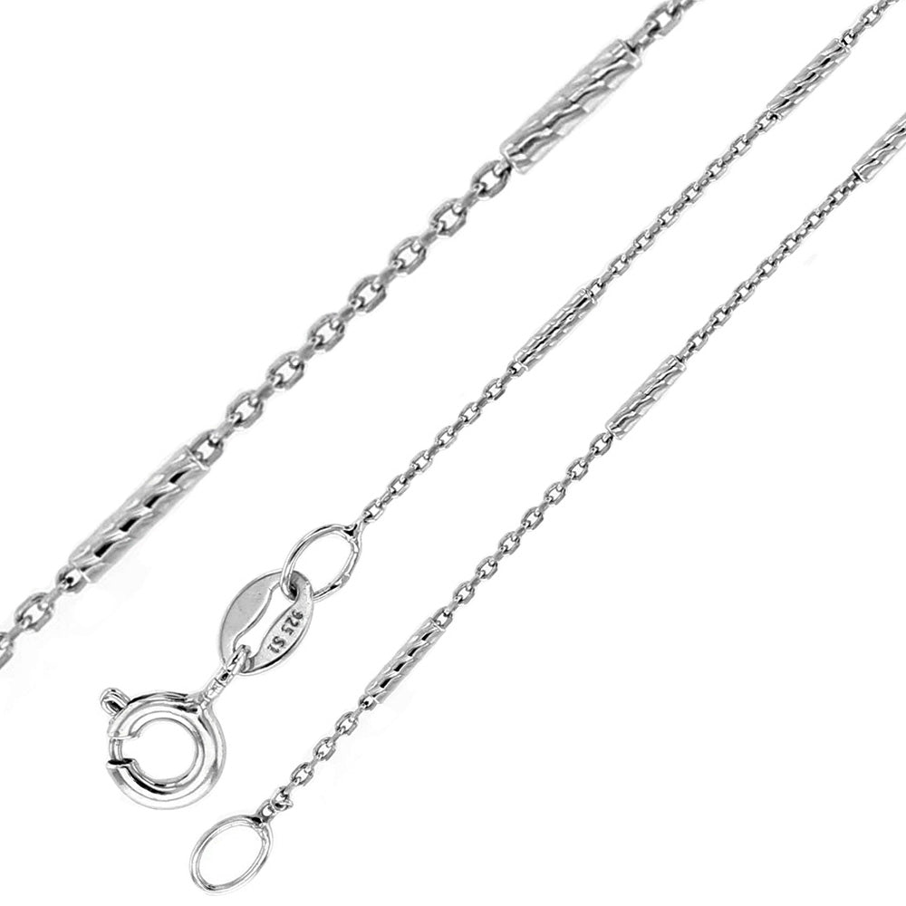 Sterling Silver Rolo Diamond Cut Tube Brite Chain