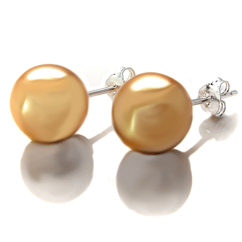 Sterling Silver Inmitation Fluorescent Yellow Pearl Stud Earrings